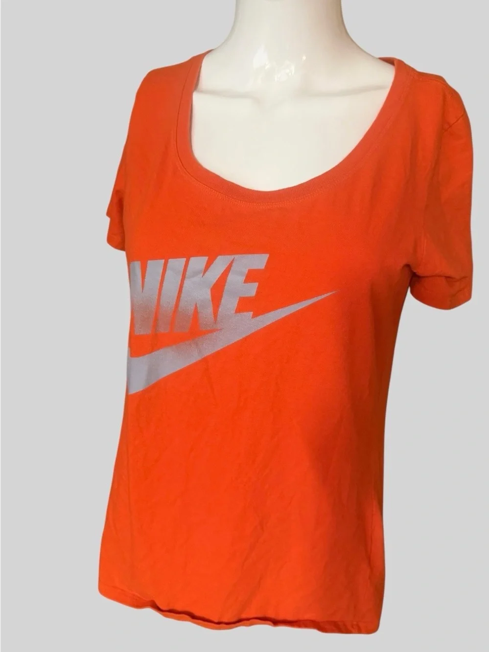 Nike Women’s Scoop Neck Logo Tee - Bright Orange with Silver Swoosh